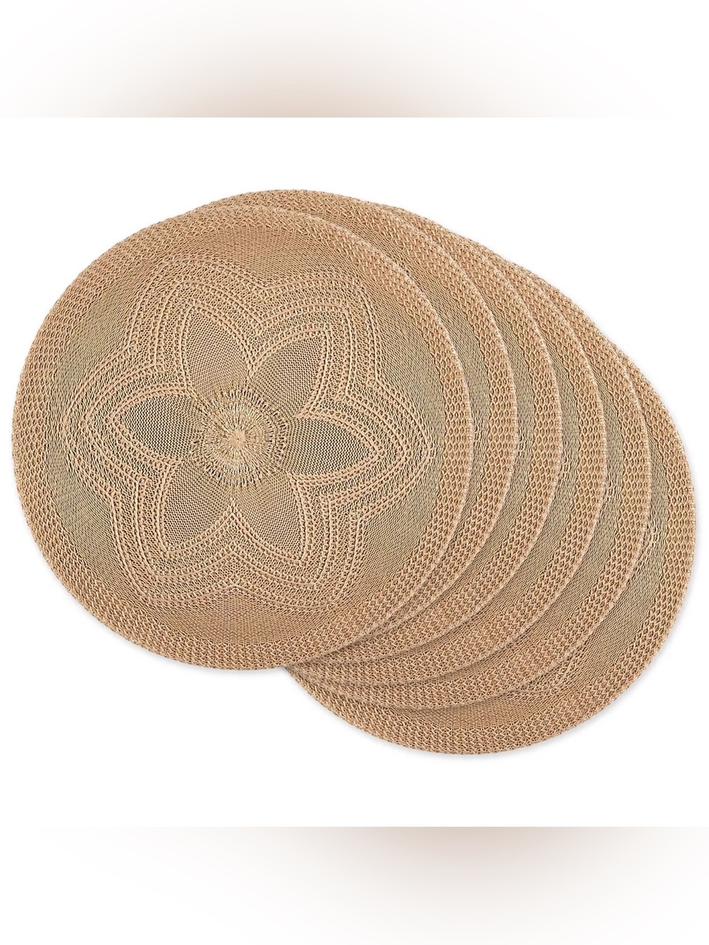 Woven Round Placemat Set in Natural Tan